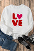 LOVE Textured Cable Knit Letter Print Crew Neck Sweater