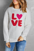 LOVE Textured Cable Knit Letter Print Crew Neck Sweater