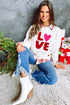 LOVE Textured Cable Knit Letter Print Crew Neck Sweater