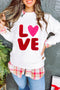 LOVE Textured Cable Knit Letter Print Crew Neck Sweater