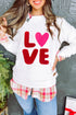 LOVE Textured Cable Knit Letter Print Crew Neck Sweater