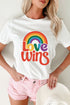 Love Wins Graphic Print Crew Neck Jersey Tee