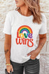 Love Wins Graphic Print Crew Neck Jersey Tee