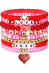 Love Xoxo Heart Shape Beaded Polymer Clay Bracelet Set