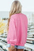 Lover Graphic Mock Neck Exposed Seam Pullover Sweatshirt