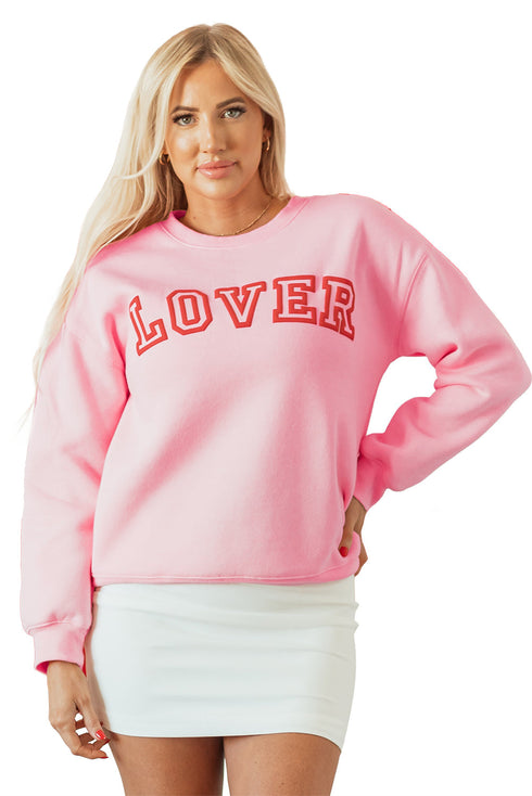 Lover Varsity Letter Graphic Crew Neck Sweatshirt