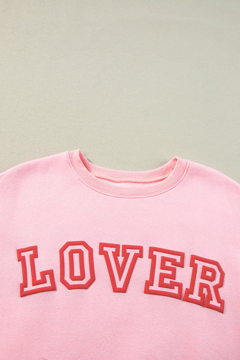 Lover Varsity Letter Graphic Crew Neck Sweatshirt