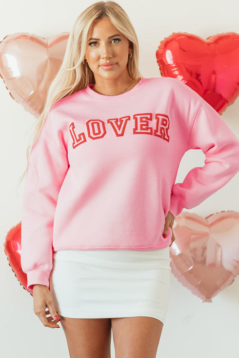 Lover Varsity Letter Graphic Crew Neck Sweatshirt