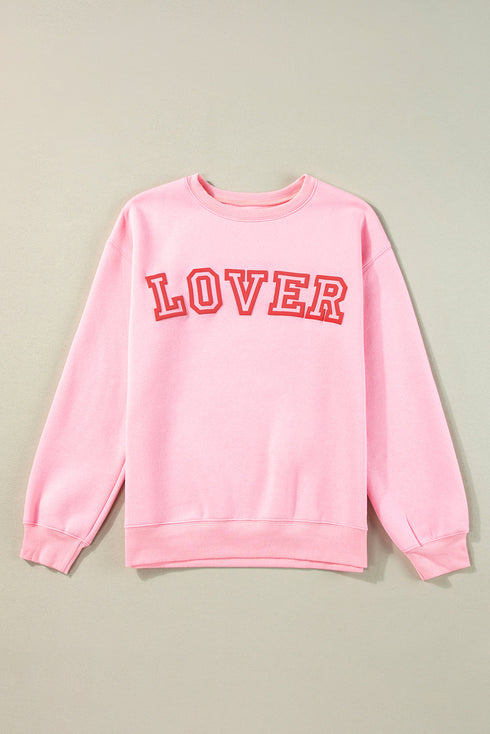 Lover Varsity Letter Graphic Crew Neck Sweatshirt