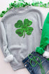 Lucky Charm Sequin Graphic Ribbed Trim Sweatshirt