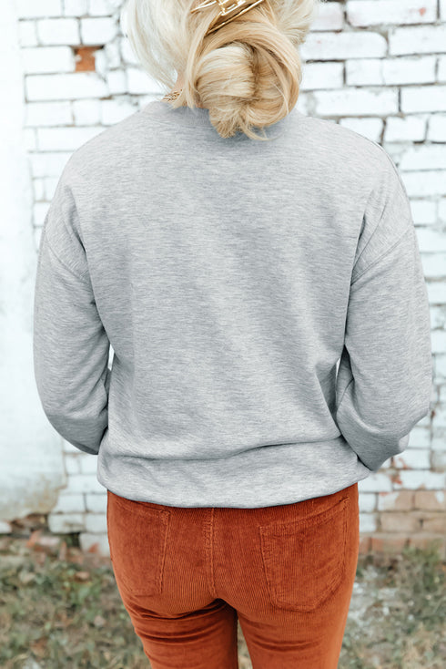 Lucky Charm Sequin Graphic Ribbed Trim Sweatshirt