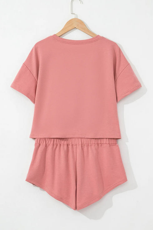 Lucky Charm Sequin Horseshoe Graphic Washed Crop Tee And Skort Set