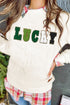 LUCKY Chenille Letter Embroidered Cable Knit Pullover Sweatshirt