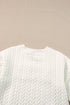 LUCKY Chenille Letter Embroidered Cable Knit Pullover Sweatshirt