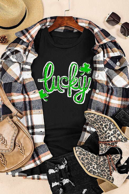 Lucky Clover Graphic Print Short Sleeve T-Shirt