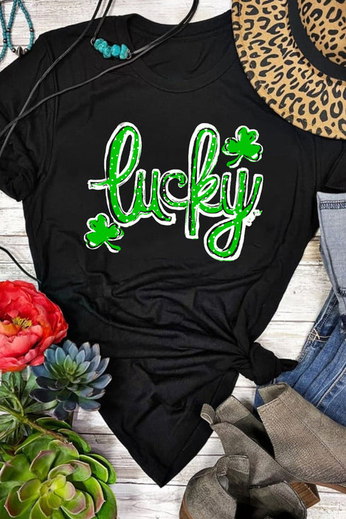 Lucky Clover Graphic Print Short Sleeve T-Shirt