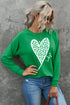 Lucky Clover Heart Graphic Print Raglan Sleeve Sweatshirt