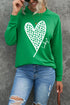 Lucky Clover Heart Graphic Print Raglan Sleeve Sweatshirt