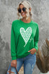 Lucky Clover Heart Graphic Print Raglan Sleeve Sweatshirt