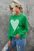 Lucky Clover Heart Graphic Print Raglan Sleeve Sweatshirt