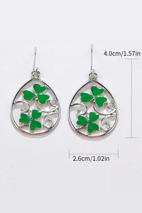 Lucky Clover Hollow Out Alloy Drop Earrings