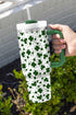 Lucky Clover Print Thermal Alloy Travel Tumbler With Handle