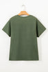 Lucky Clover Striped Half Button Crew Neck Tee