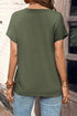 Lucky Clover Striped Half Button Crew Neck Tee