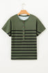 Lucky Clover Striped Half Button Crew Neck Tee