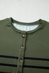 Lucky Clover Striped Half Button Crew Neck Tee