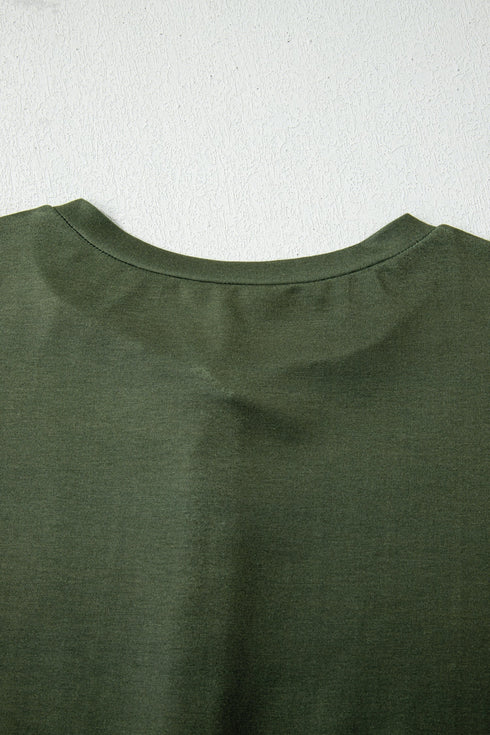 Lucky Clover Striped Half Button Crew Neck Tee