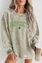 Lucky Graphic Corded Knit Oversized Pullover Sweatshirt