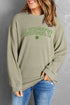 Lucky Graphic Corded Knit Oversized Pullover Sweatshirt