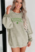 Lucky Graphic Corded Knit Oversized Pullover Sweatshirt