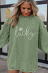 Lucky Graphic Corded Ribbed Crew Neck Sweatshirt
