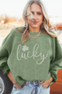 Lucky Graphic Corded Ribbed Crew Neck Sweatshirt
