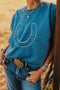 Lucky Horseshoe Graphic Crew Neck Sleeveless Sweater