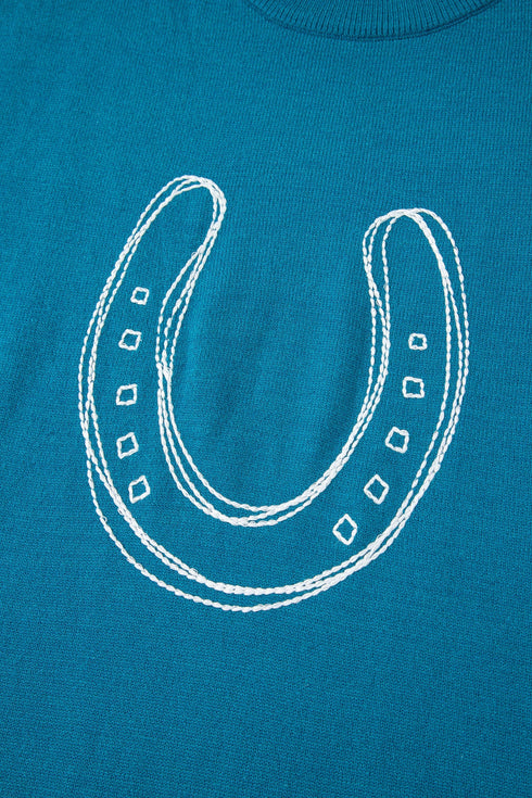 Lucky Horseshoe Graphic Crew Neck Sleeveless Sweater