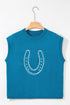 Lucky Horseshoe Graphic Crew Neck Sleeveless Sweater