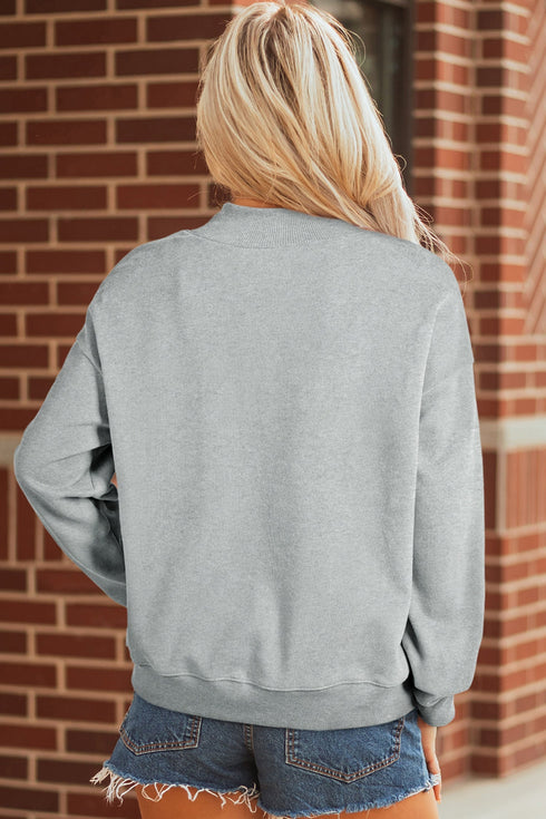 Lucky Mallard Graphic Mock Neck Pullover Sweatshirt