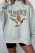 Lucky Mallard Graphic Mock Neck Pullover Sweatshirt