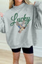 Lucky Mallard Print Mock Neck Pullover Sweatshirt