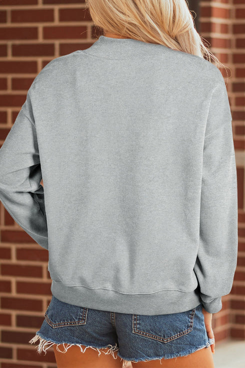 Lucky Mallard Print Mock Neck Pullover Sweatshirt