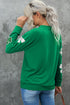Lucky Shamrock And Bow Graphic Print Pullover Sweatshirt