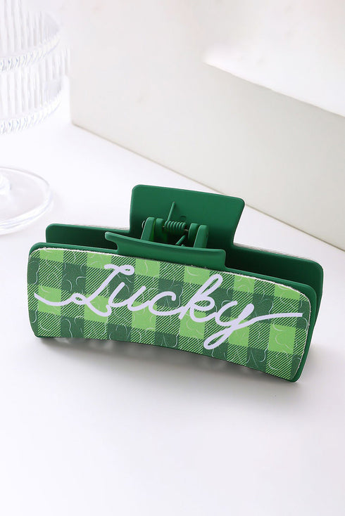 Lucky Shamrock Plaid Pattern Hair Claw Clip