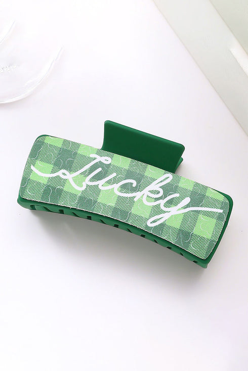 Lucky Shamrock Plaid Pattern Hair Claw Clip