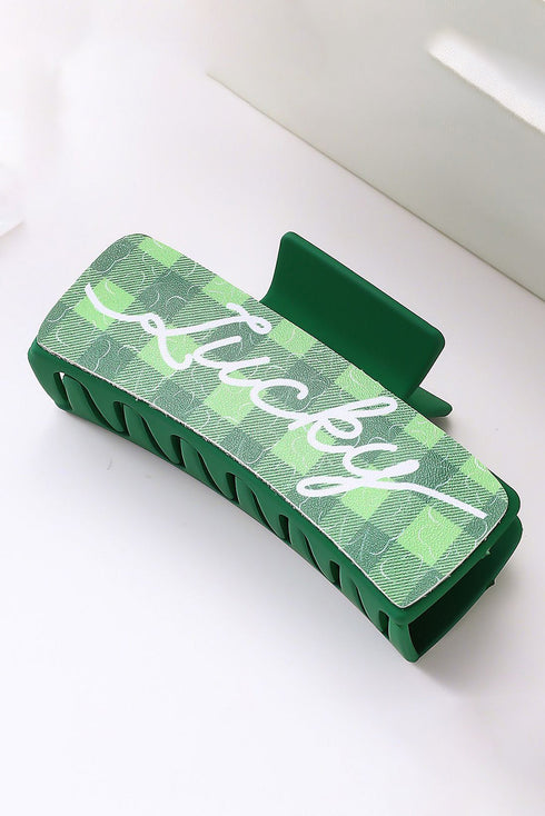 Lucky Shamrock Plaid Pattern Hair Claw Clip