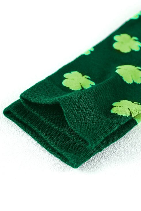 Lucky Shamrock Print Soft Knit Crew Socks