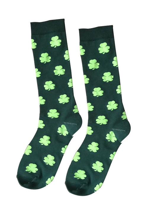 Lucky Shamrock Print Soft Knit Crew Socks