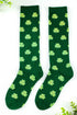 Lucky Shamrock Print Soft Knit Crew Socks
